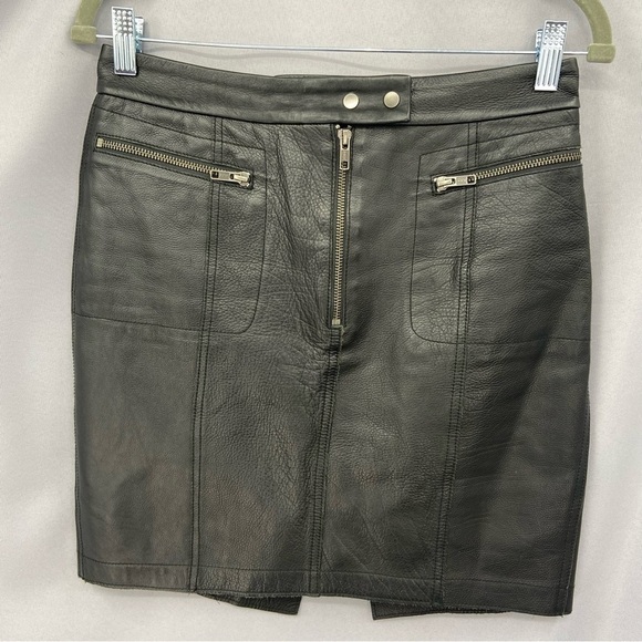A.L.C. Dresses & Skirts - A.L.C. Black Calf Leather Skirt Moto Mini Skirt‎ , Zip Pockets, Lined Size 4